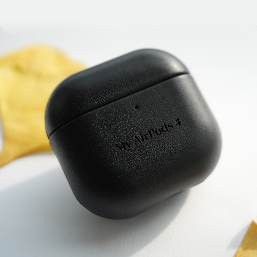 Black Luxury Genuine Leather AirPods Pro 3/2 & AirPods 4 Case image 7