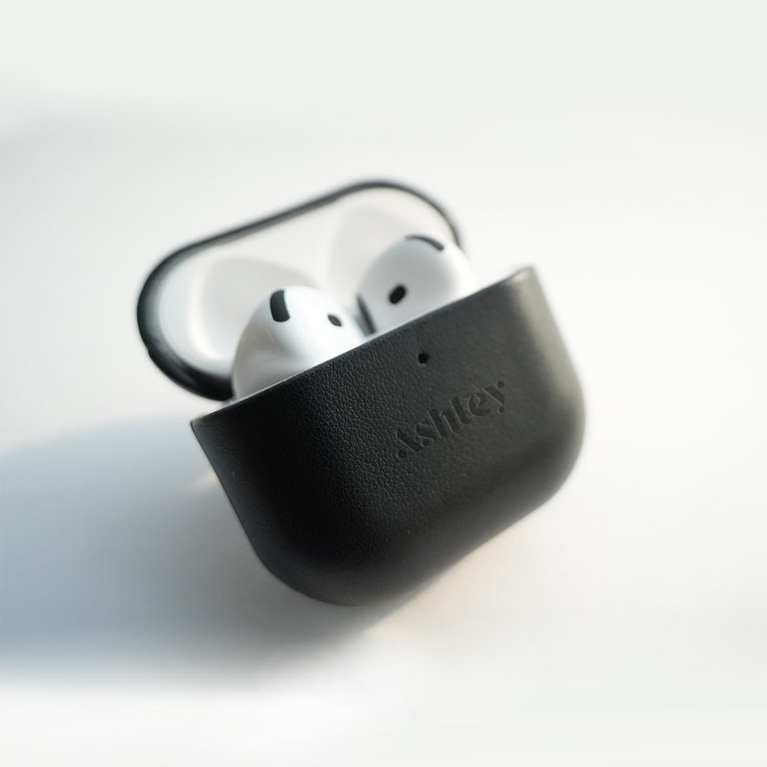 Black Luxury Genuine Leather AirPods Pro 3/2 & AirPods 4 Case image 10