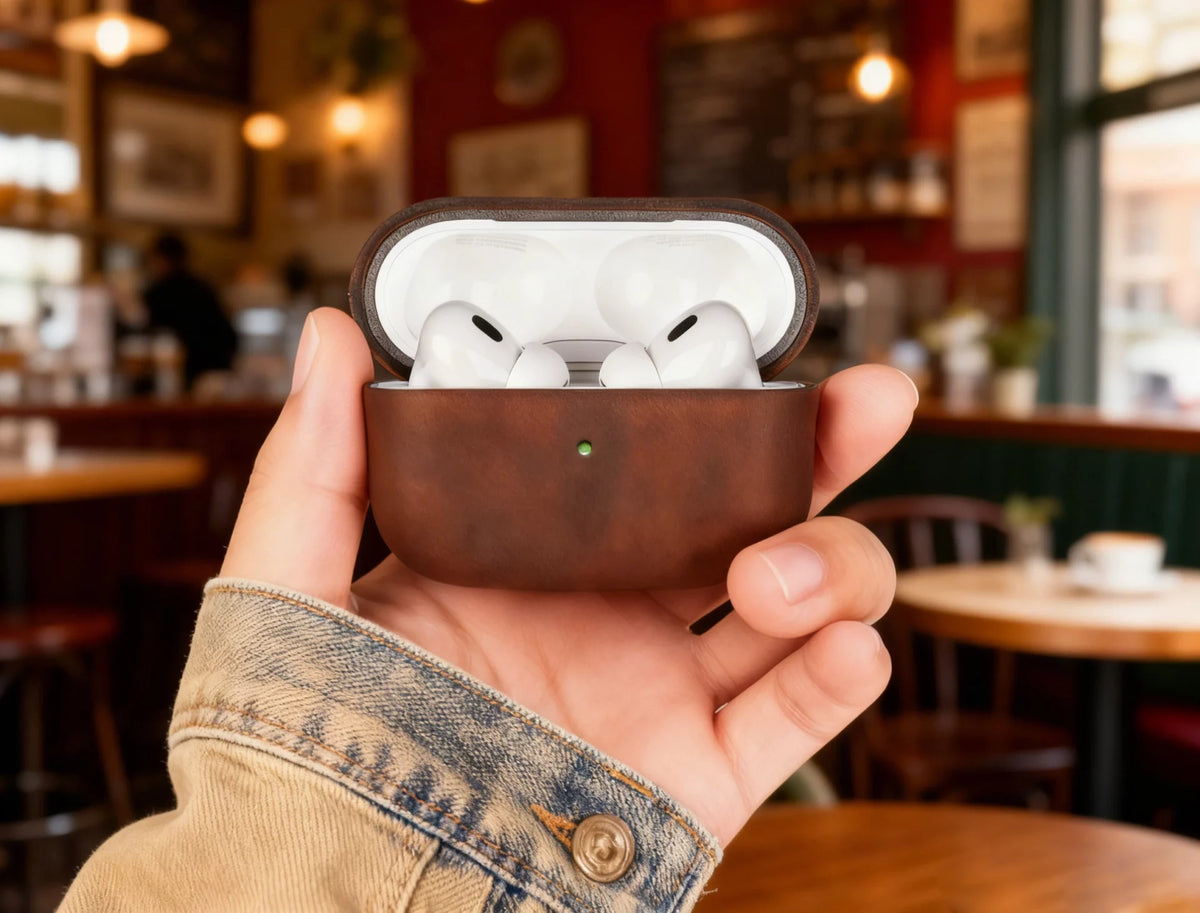 Personalized AirPods Pro 3 / Pro 2 & AirPods 4 Genuine Leather Case - Rugged, Engraved & Vintage image 14